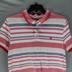 Timberland Cotton Polo Shirt Slim Fit Stripe XL Red Blue Gray White